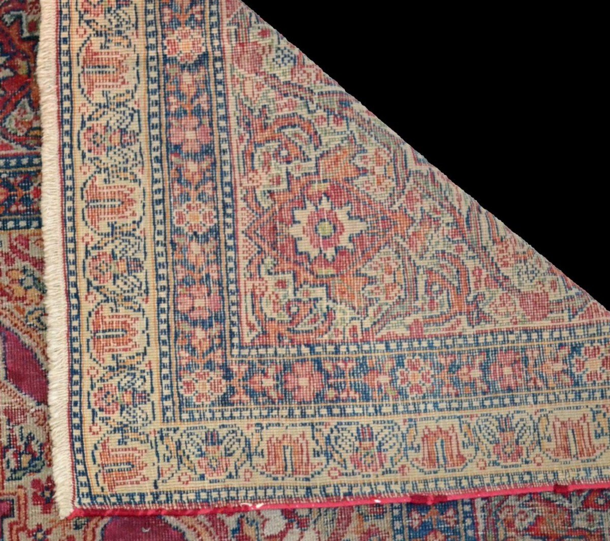 Tapis Persan Tabriz ancien, 143 x 212 cm, laine nouée main très finement, Perse, fin XIXème-photo-6