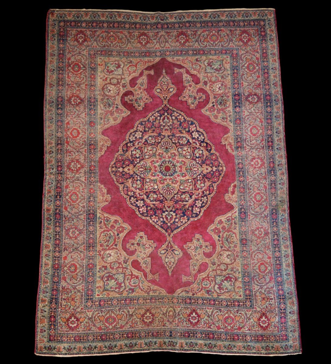 Tapis Persan Tabriz ancien, 143 x 212 cm, laine nouée main très finement, Perse, fin XIXème