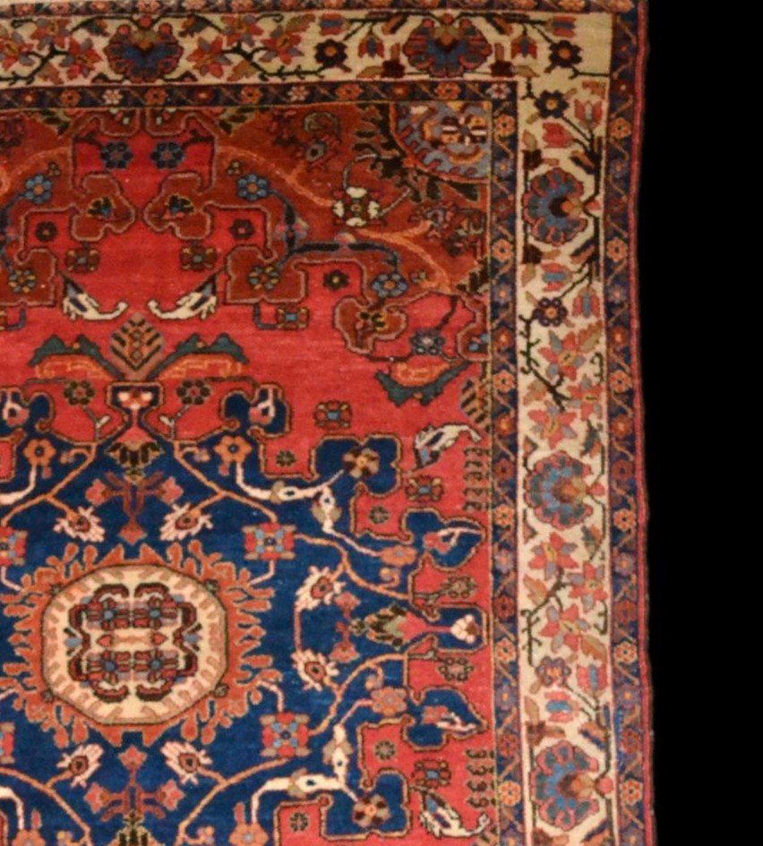 Old Persian Tafresh Rug, 135 X 194 Cm, Hand-knotted Wool In Iran At The Beginning Of The 20th Century-photo-4