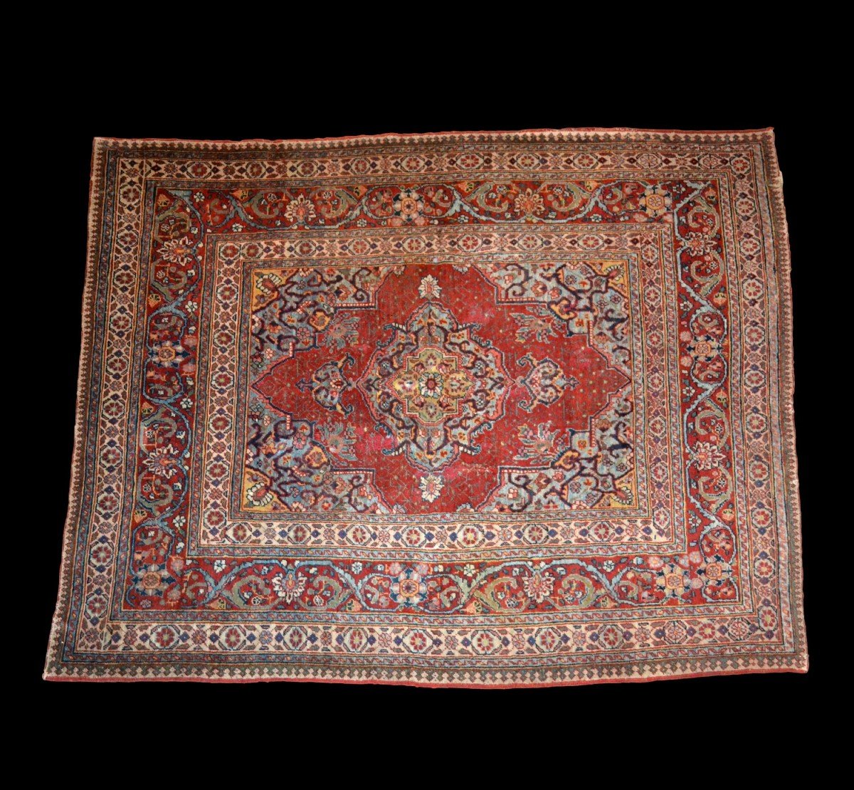 Tapis Persan Tabriz ancien, 142 x 191 cm, Perse, dynastie Kadjar, seconde moitié du XIXème S-photo-2