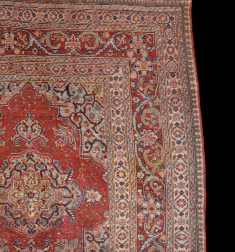 Tapis Persan Tabriz ancien, 142 x 191 cm, Perse, dynastie Kadjar, seconde moitié du XIXème S-photo-4