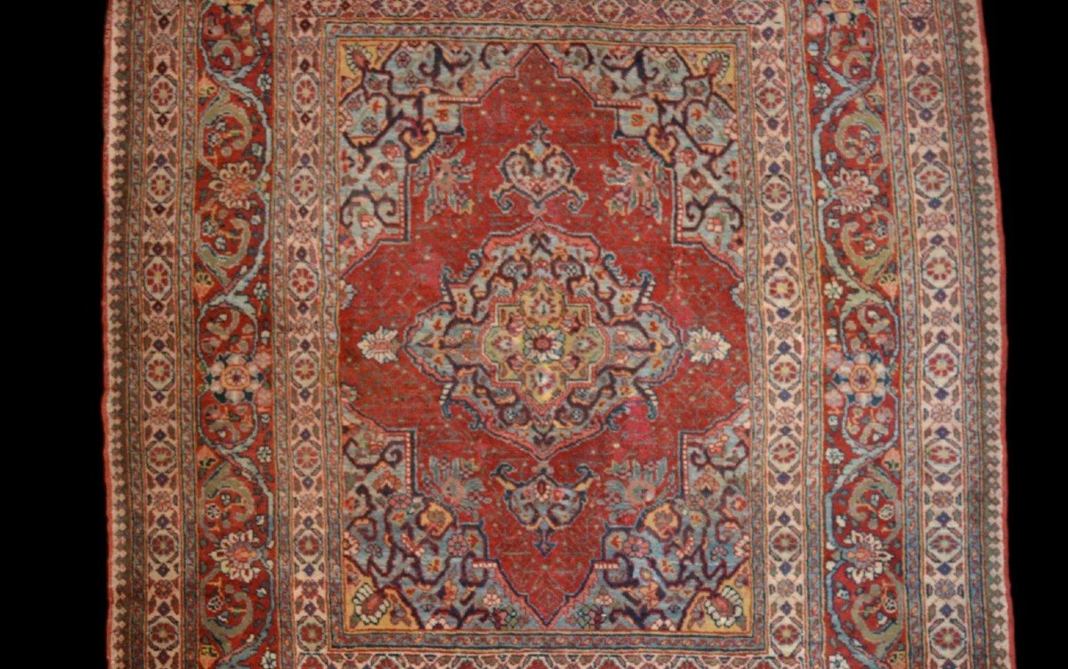 Tapis Persan Tabriz ancien, 142 x 191 cm, Perse, dynastie Kadjar, seconde moitié du XIXème S-photo-1