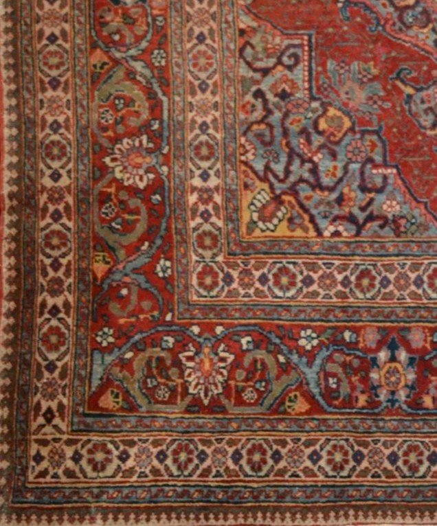 Tapis Persan Tabriz ancien, 142 x 191 cm, Perse, dynastie Kadjar, seconde moitié du XIXème S-photo-5