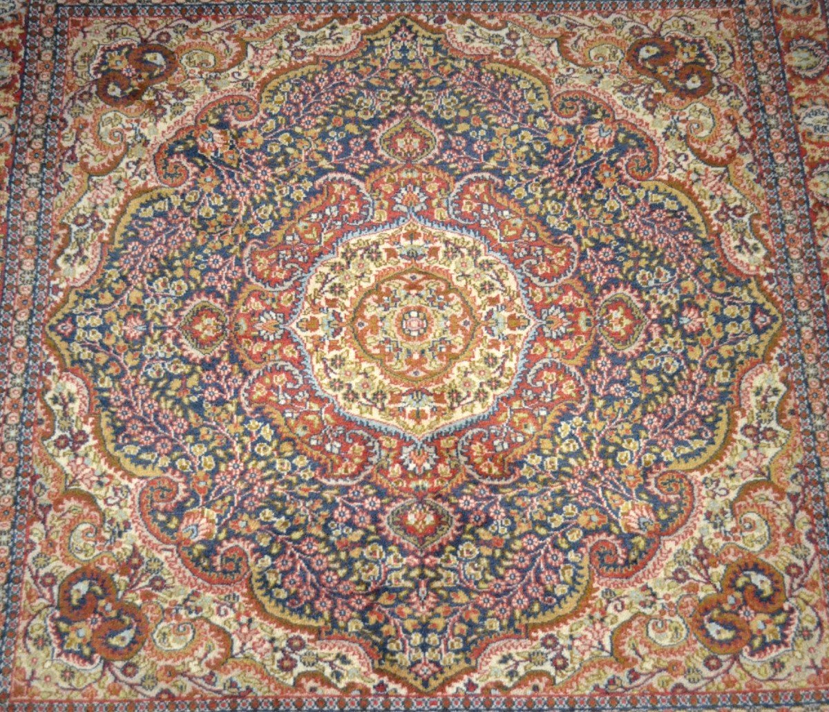 Tapis Tabriz, Indo-persan, 184 x 190 cm, laine nouée main, presque un carré, très bon état 1980-photo-2