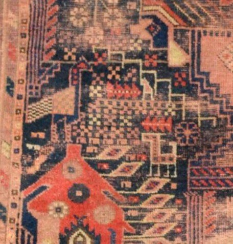 Tapis ancien,tribus nomades Khamseh, 120 x 155 cm, laine nouée main, première partie du XIXème -photo-6