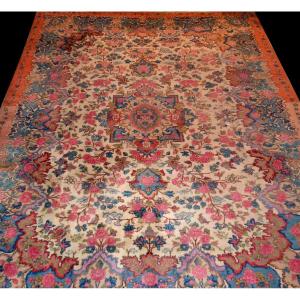 Signed Kirman Rug, Art Nouveau, 255 X 345 Cm, Hand-knotted Wool, Persia, Early 20th Century