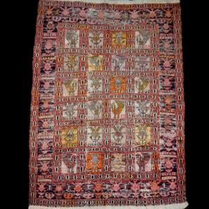 Kilim Soumak, 100 cm x 150 cm, milieu du XXème, laine/laine d'agneau façon soie, Caucase