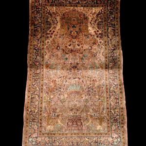 Kashmir Masterpiece, 90 Cm X 162 Cm, Hand-knotted Silk On Silk, One Million Knots /m2