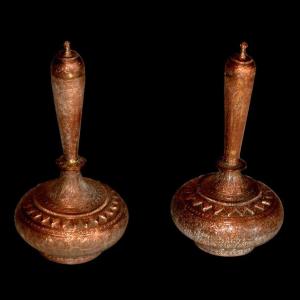 Pair Of Covered Vases, Middle East From The Beginning Of The 20th Century 1900-1920, In Very Good Condition