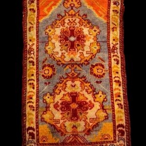 Old Yastik Circa 1900, 54 X 86 Cm, Welcome Mat, Hand-knotted Wool In Anatolia, Turkey