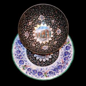 Cup And Dish, Ancient Minâkâri, Circa 1900, Isfahan, Iran, Decoration Of The Ali Qapu Palace