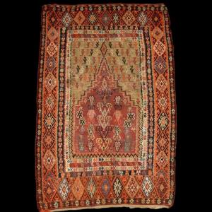 Kilim Senneh Rug, 142 Cm X 220 Cm, Prayer Rug, 19th Century Persia