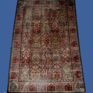 Silk Carpet From Srinagar, Kashmir, 184 X 281 Cm, Hand-knotted Silk, Jammu And Kashmir, 1970