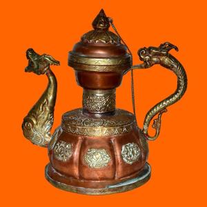 Teapot With Dragons, Tibet, Signs Of Good Omens, Circa 1920/1930 In Collectible Condition