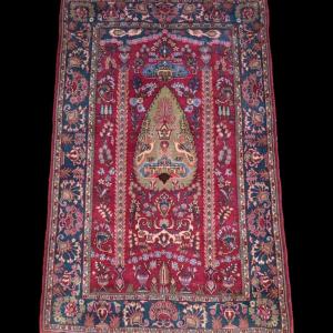 Old Kashan Cypress Rug, 128 X 203 Cm, Hand-knotted Wool In Iran Before 1950, Very Good Condition