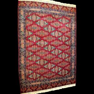 Tapis Tekké, 163 x 245 cm, décor de Gülls, laine nouée main, Turkestan, années 50, parfait état