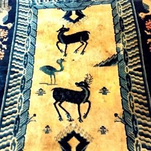 Taoist Scholar's Rug, 126 X 170 Cm, Wool & Silk, Manchuria, China 1880-1900, Very Good Condition