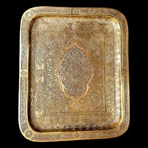 19th Century Silver On Brass Marquetry Top, Damask, Syria, Very Good Condition