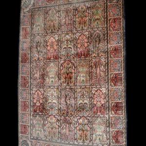 Tapis de Srinagar, soie du Cachemire, 184 x 281 cm, soie nouée main, Jammu-et-Cachemire, 1970