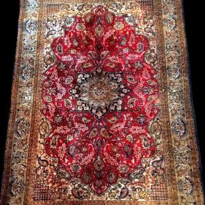 Tapis de Srinagar, Cachemire, 108 x 160 cm, soie sur soie nouée main, Jammu-et-Cachemire