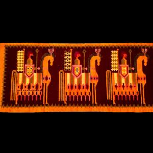 Kilim tableau Maria Domanska, Pologne, 80 x 150 cm, vers 1970 - 1980, laine et lin , parfait 