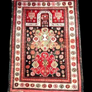Tapis de prière Kazak, 113 x 152 cm, laine nouée main au Caucase , 1860 - 1900, bon état