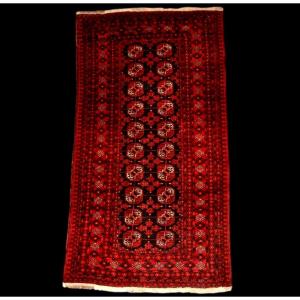 Tapis Afghan, 100 x 192 cm, laine sur laine nouées main en Afghanistan vers 1970, parfait état