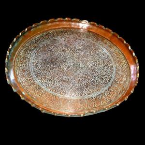 Tray With Floral Design, Chisel Engraving, Islamic Art, Ottoman, 19th-century Turkey