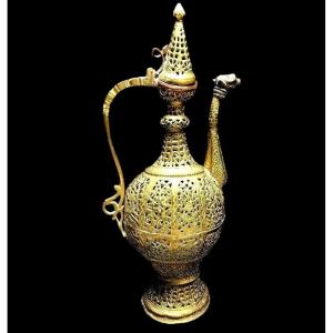 Kashmiri Ewer, Openwork Brass And Bronze, Height 47 Cm, 19th Century, Islamic Art