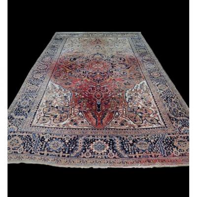 Tapis Persan Meina ( Hériz ) ancien, 242 cm x 343 cm, laine noué main, Iran, vers 1930