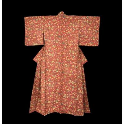 Tsumugi Kimono For Women In Silk, Japan, 1960, Very Good Condition