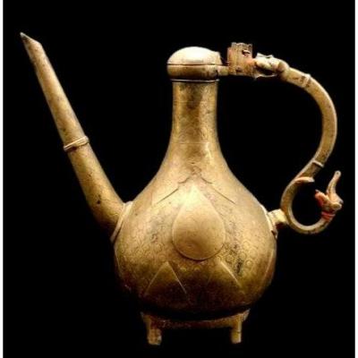 Persian  Bronze Ewer, 18th Century, Decorated On All Sides