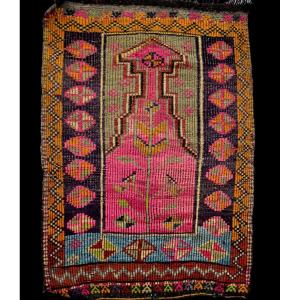 Rare, tapis de prière ancien en crin, 97 cm x 138 cm, Anatolie, Turquie, début XXème, 