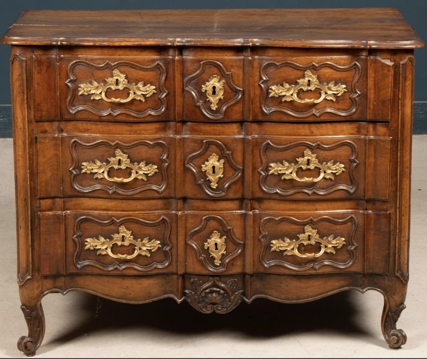 Commode en noyer du XVIII° siècle-photo-3