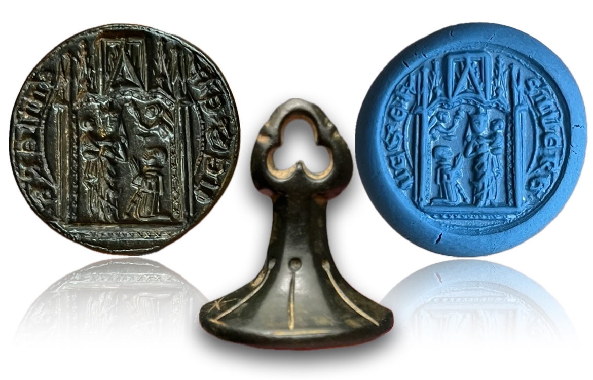 Sceau cachet médiéval XIII-XIVe siècle scène religieuse 