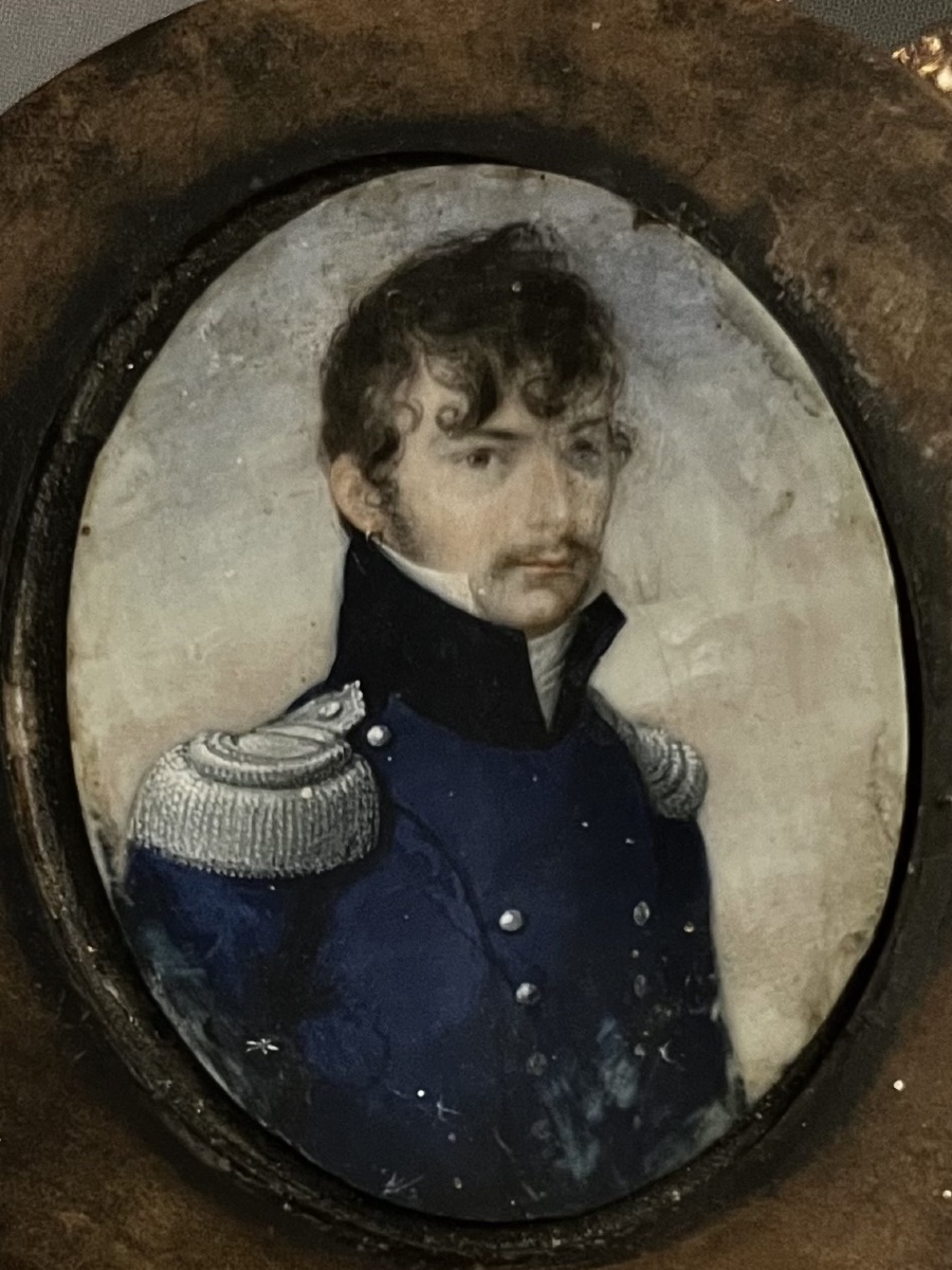 Portrait miniature officier XIXe siècle 