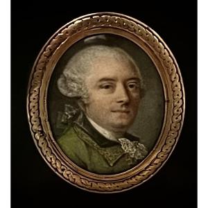 Portrait miniature aristocrates XVIIIe cerclage en or 14 carats 