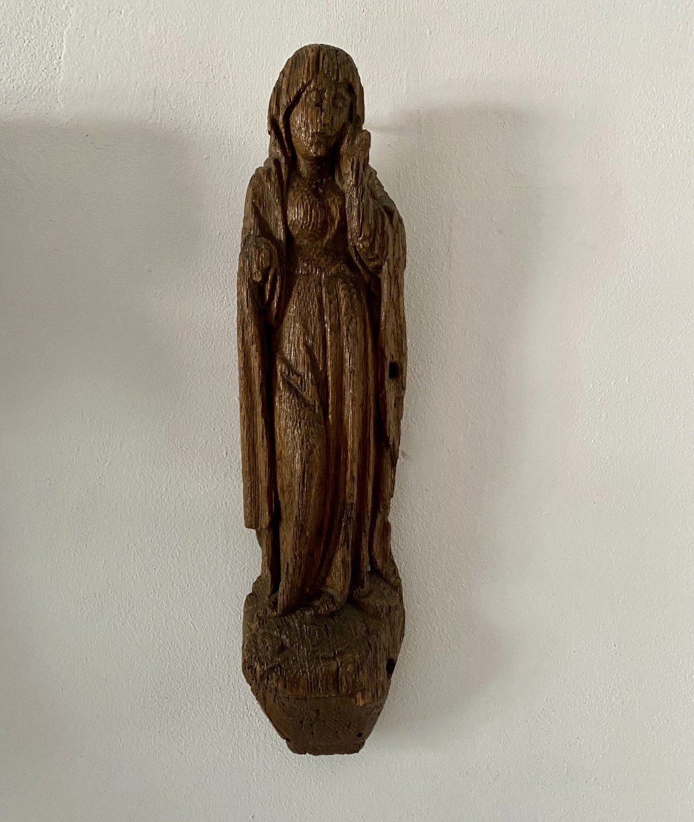 Une Statue En Chêne De La Vierge En Deuil, Fin Du XVe Siècle-photo-3