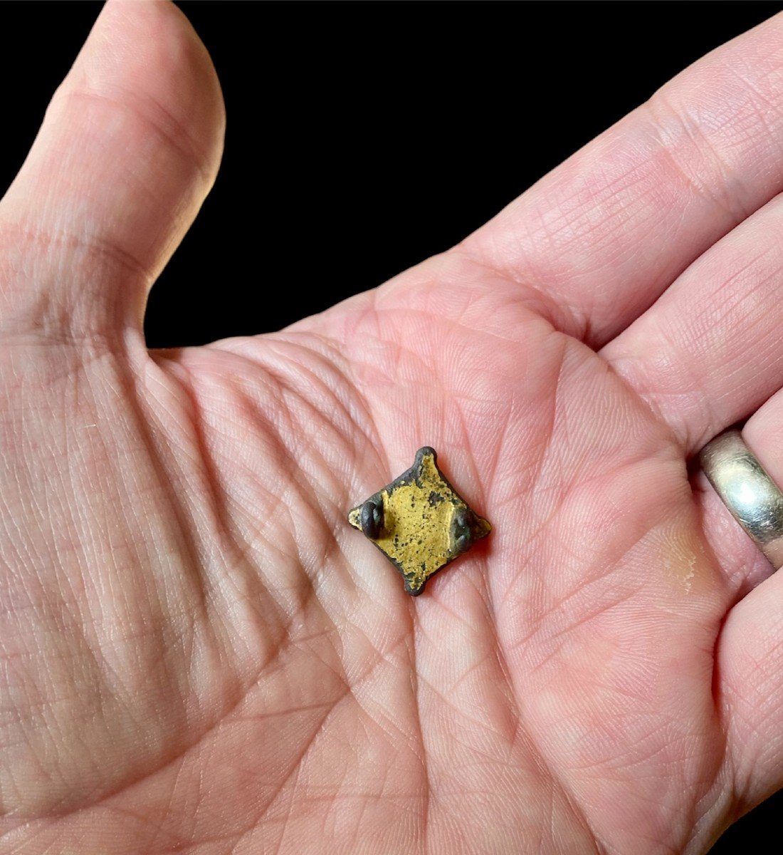 A Diamond Shaped Chipcarved And Gilded Carolingian Fibula-9th Century Ad-photo-4