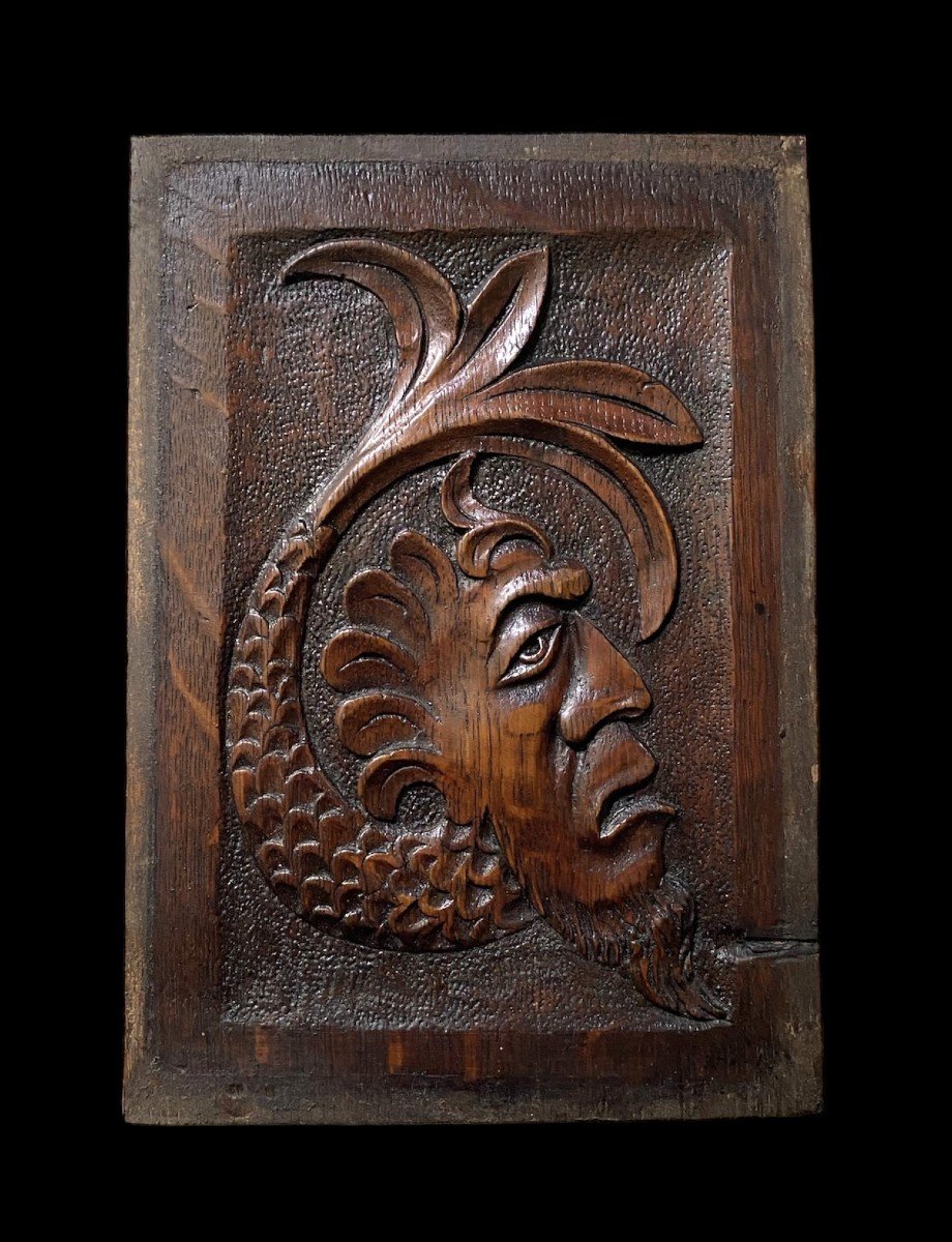 Un Panneau en Chêne avec un Mythique Moitié Humain et Moitié Serpent ou Poisson, vers 1600