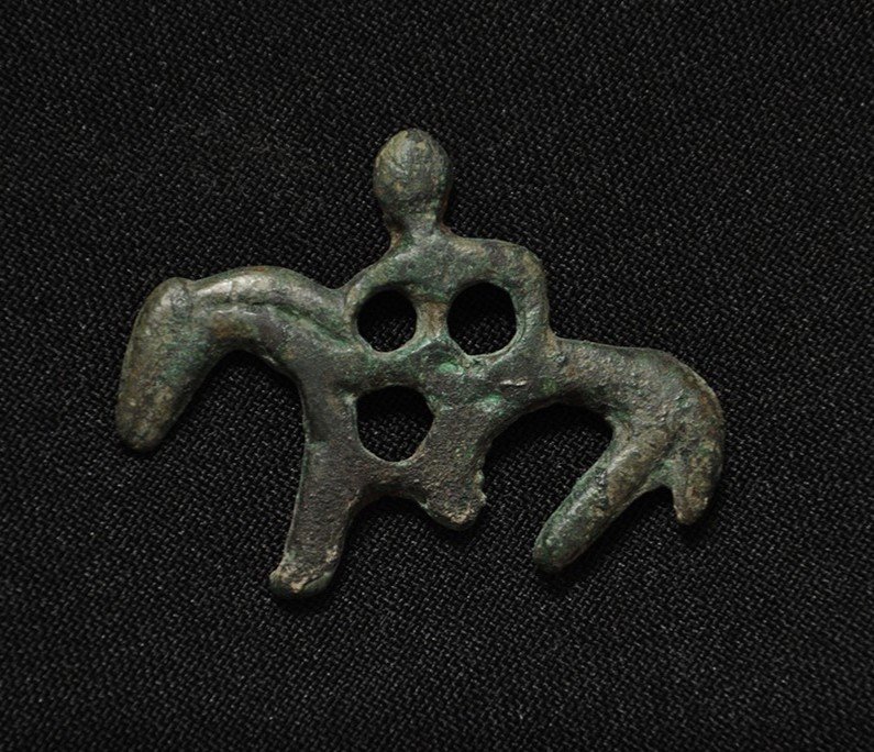 Early Medieval Bronze Horse And Rider, 6th Century Ad-photo-2
