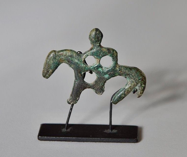 Early Medieval Bronze Horse And Rider, 6th Century Ad