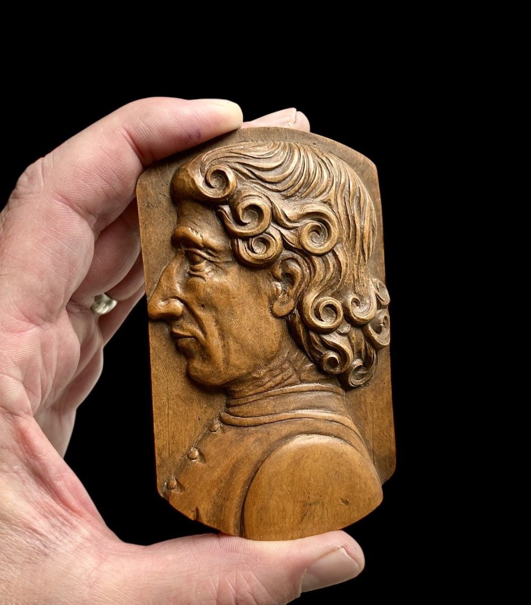 A Walnut Carved Miniature Profile Panel, Circa 1600