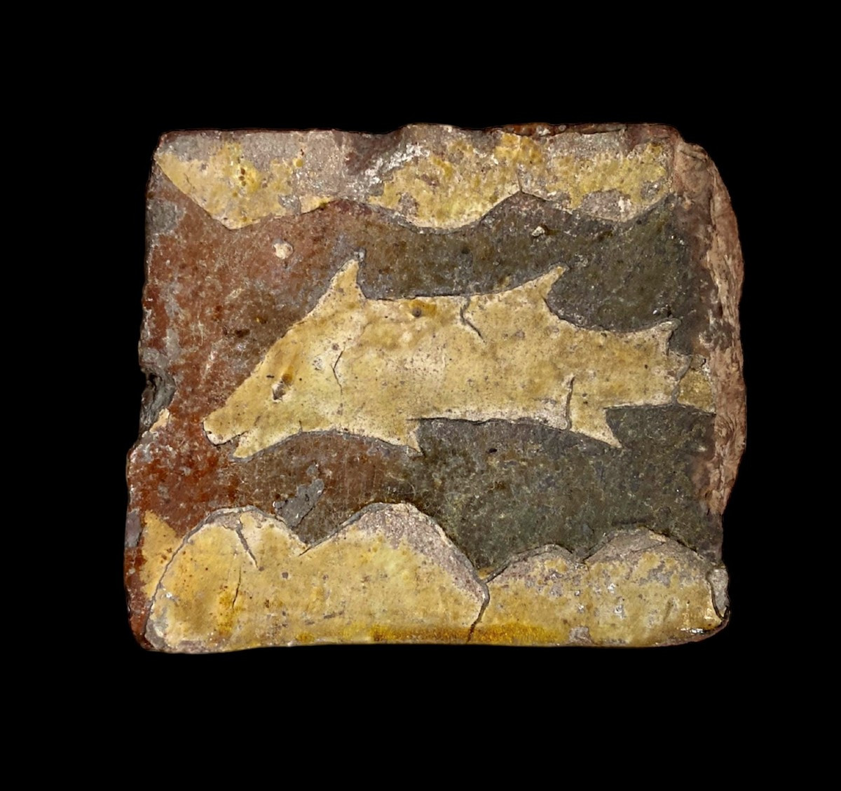 A 13th-14th Century Floortile Of A Fish-a Sturgeon?
