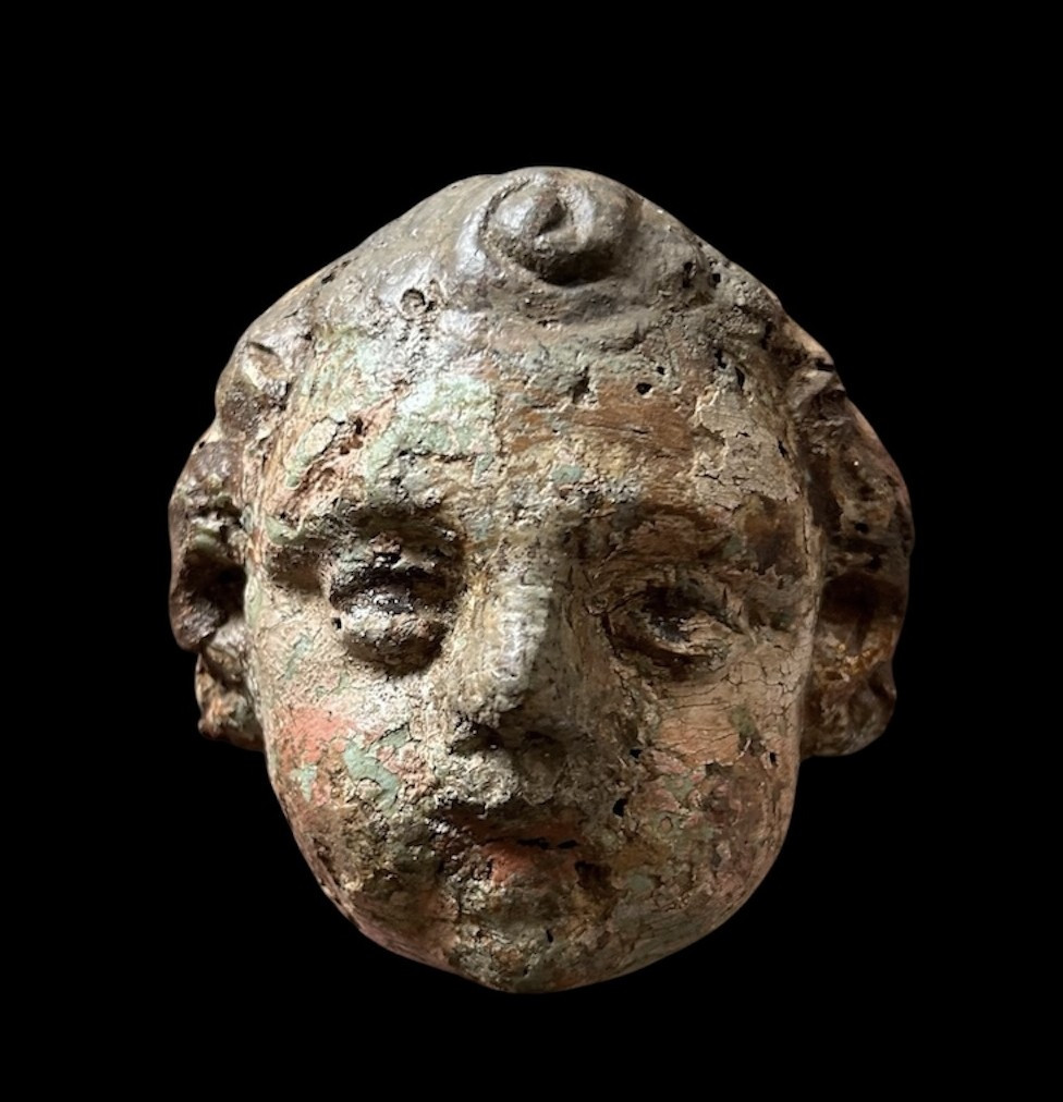 Tête de Chérubin en Chêne, XVIIe Siècle