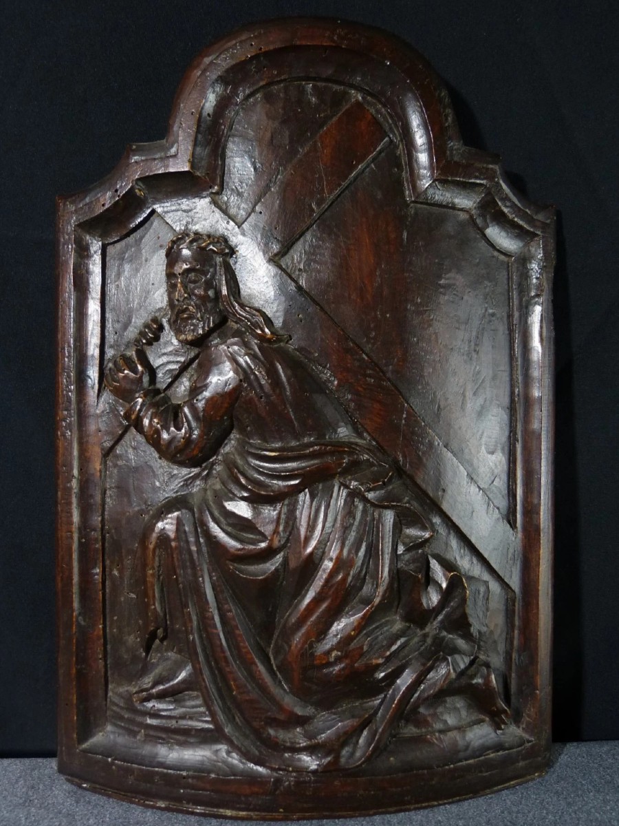 Porte de Tabernacle Représentant Le Christ portant sa Croix, 17e Siecle-photo-2