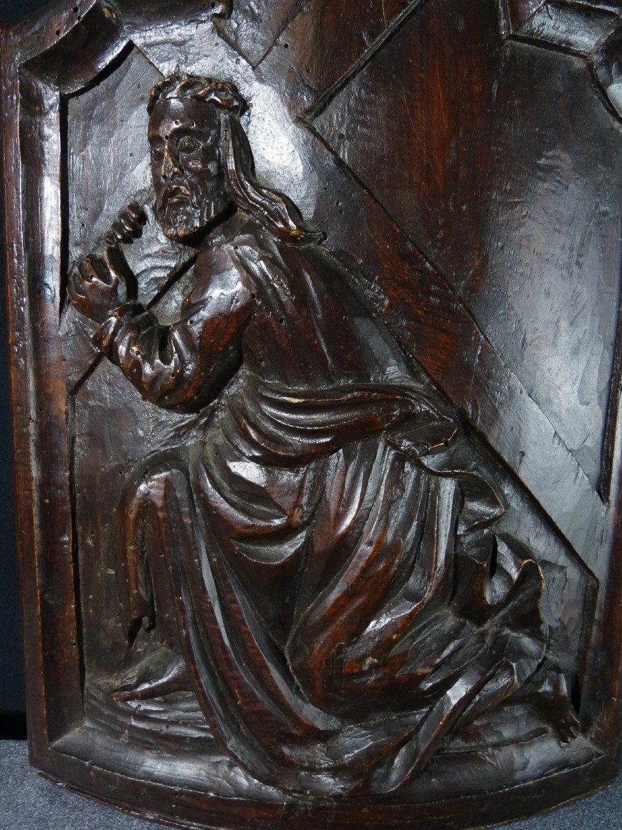 Porte de Tabernacle Représentant Le Christ portant sa Croix, 17e Siecle-photo-2
