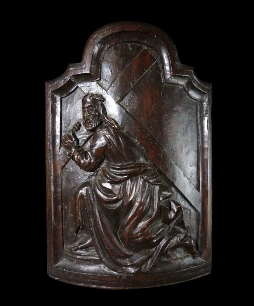 Porte de Tabernacle Représentant Le Christ portant sa Croix, 17e Siecle