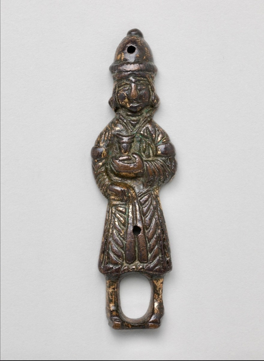 An Embossed And Gilded Copper Figure Holding A Cup, Iran-12th Century-photo-3