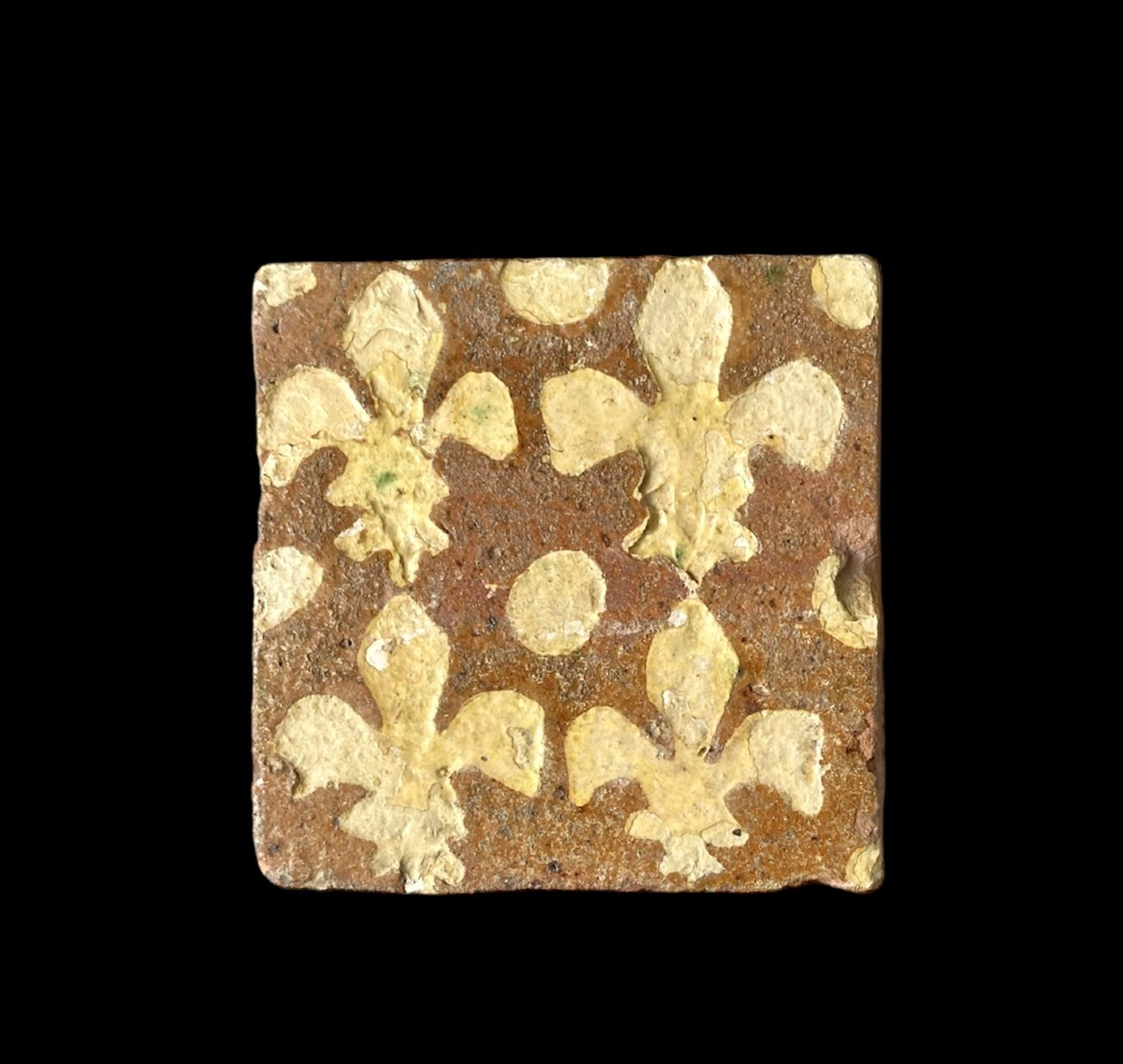 A Floortile With Fleur-de-lis And Dots, Utrecht-1300-1350